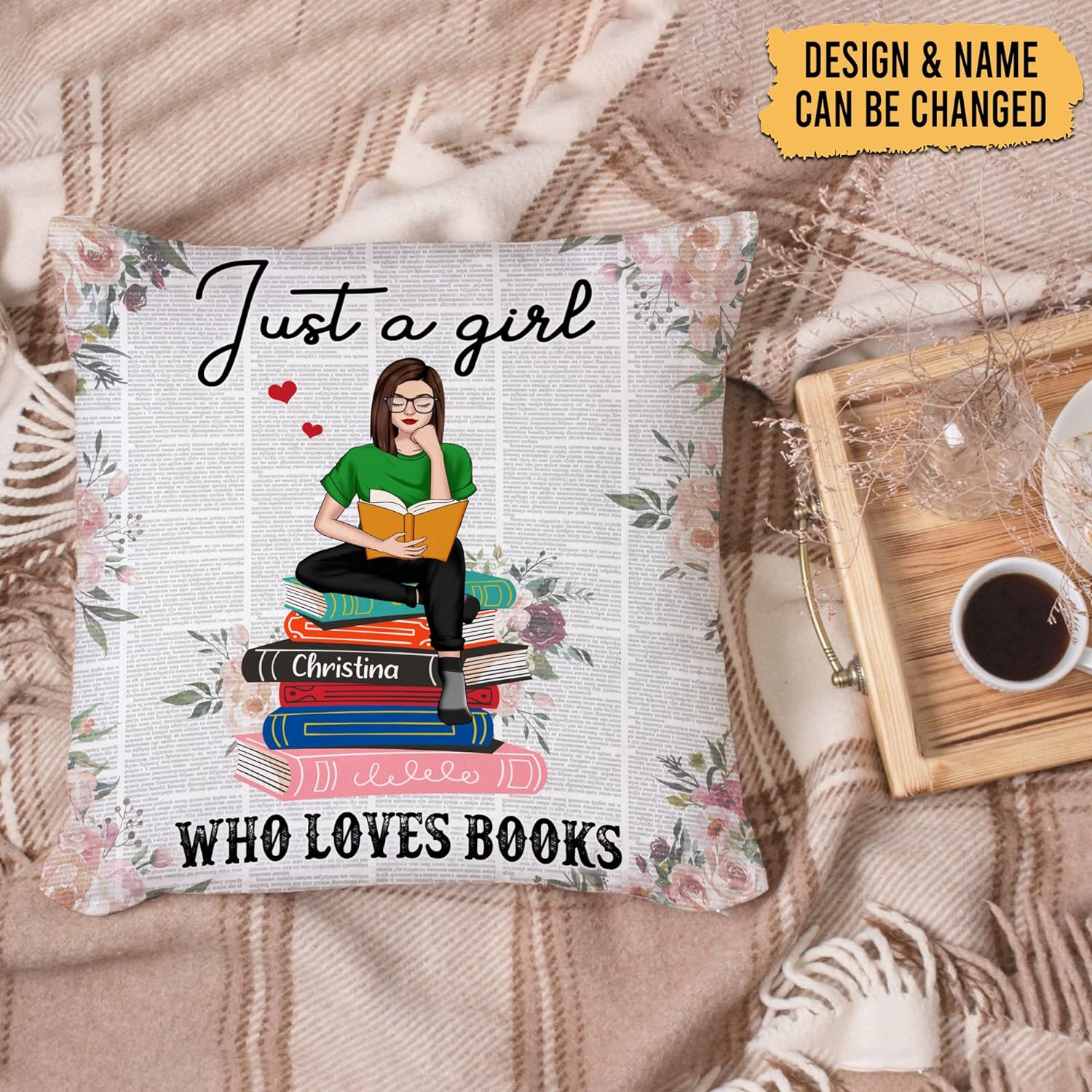 Just A Girl Who Loves Books - Personalized Pillow (Insert Included)