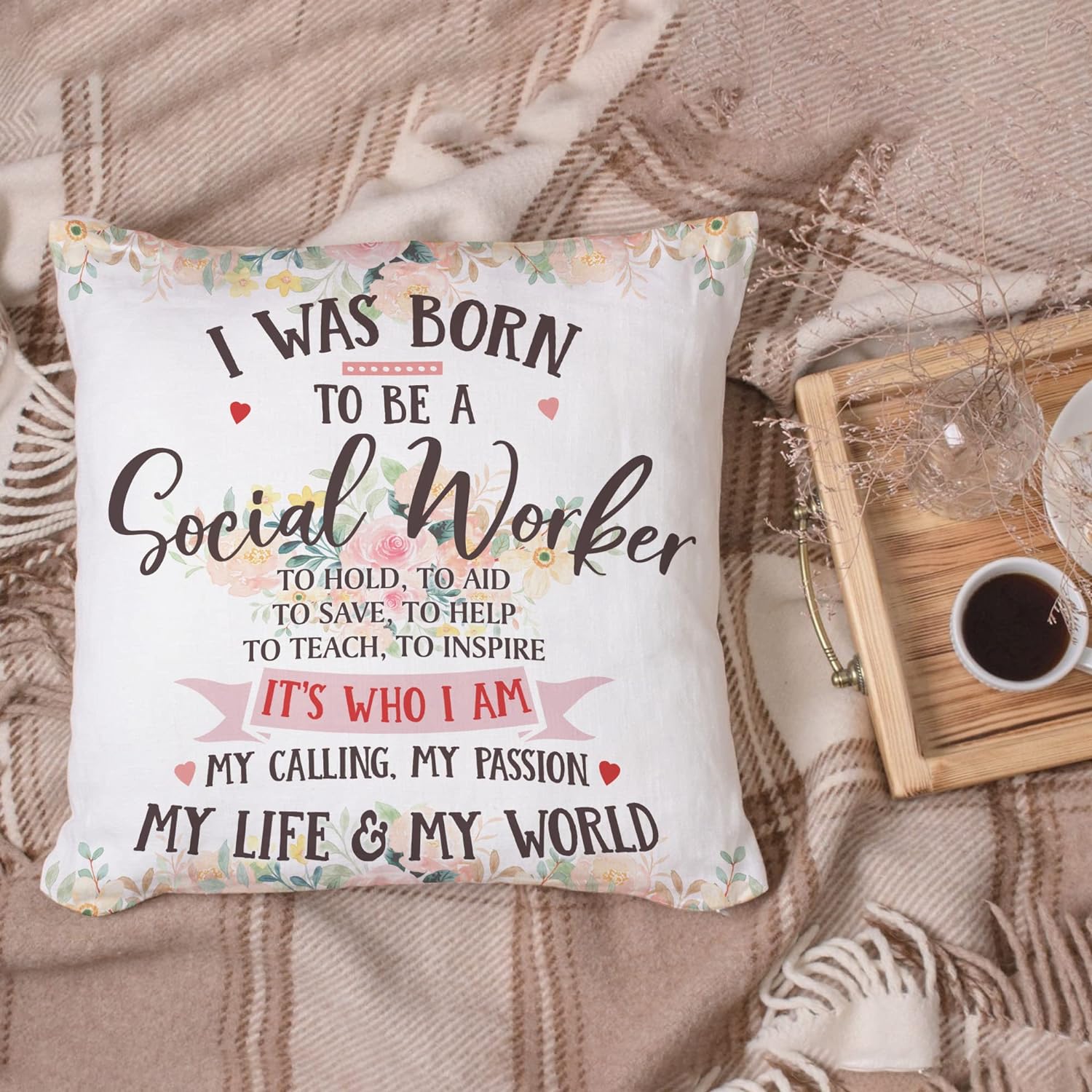 I Was Born To Be A Social Worker - Personalized Pillow (Insert Included)