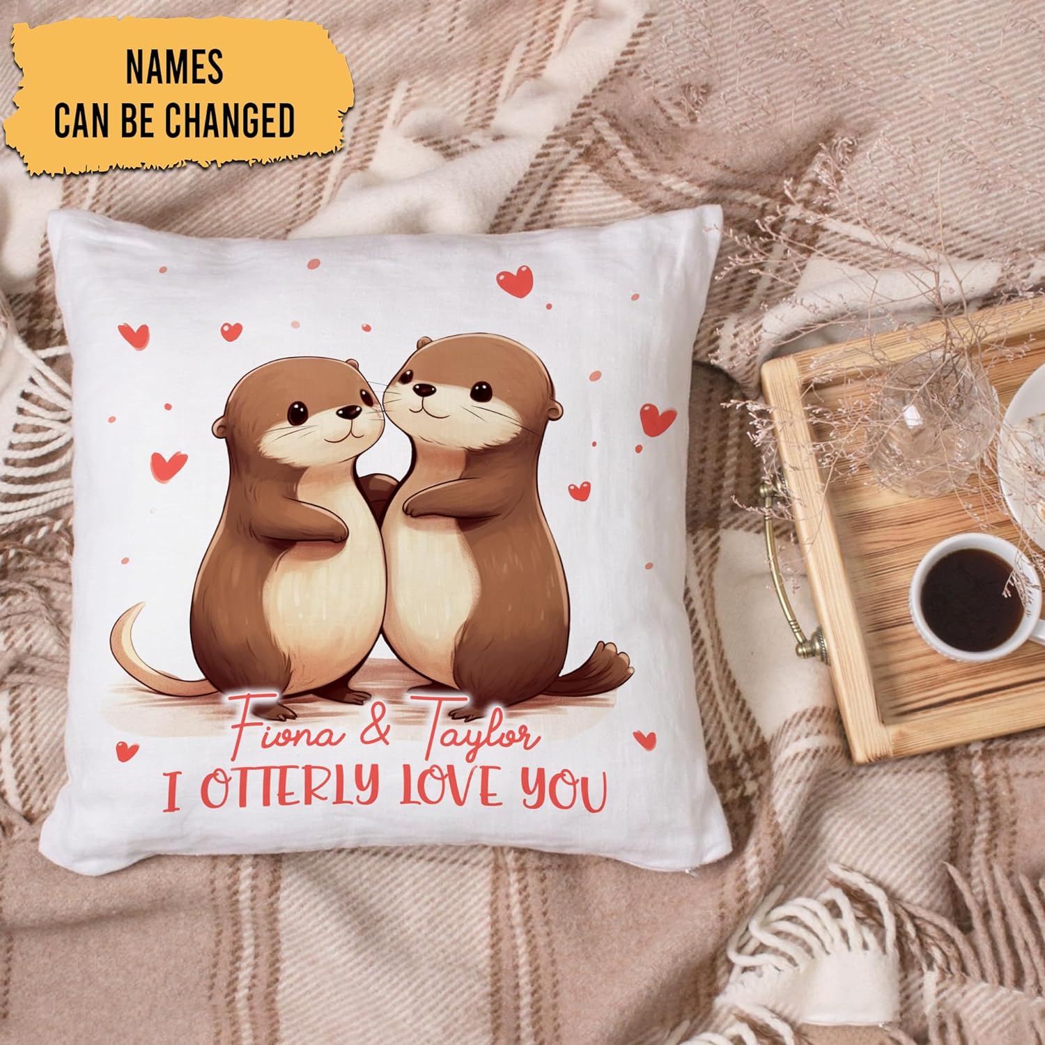 I Otterly Love You - Personalized Pillow (Insert Included)