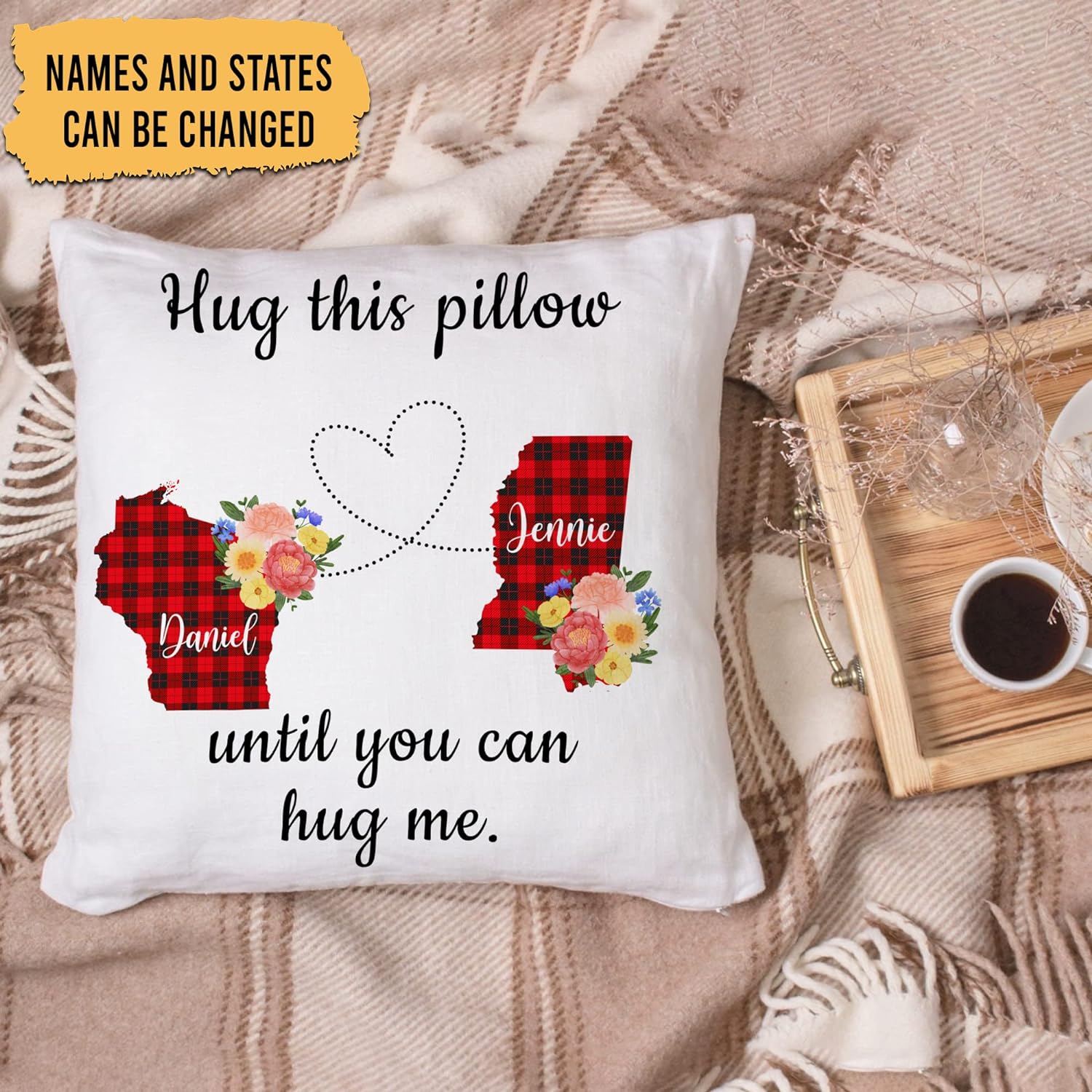 Hug This Pillow Unitl You Can Hug Me - Personalized Pillow(Insert Included)