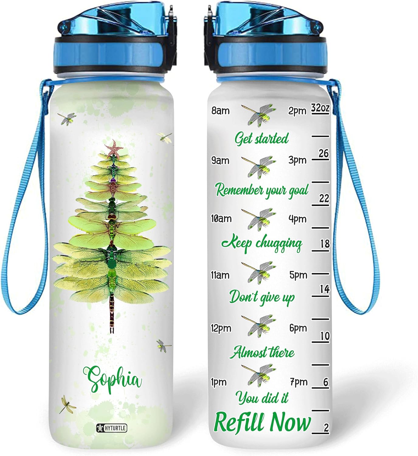 Dragonfly Tree - Personalized Water Tracker Bottle 32oz