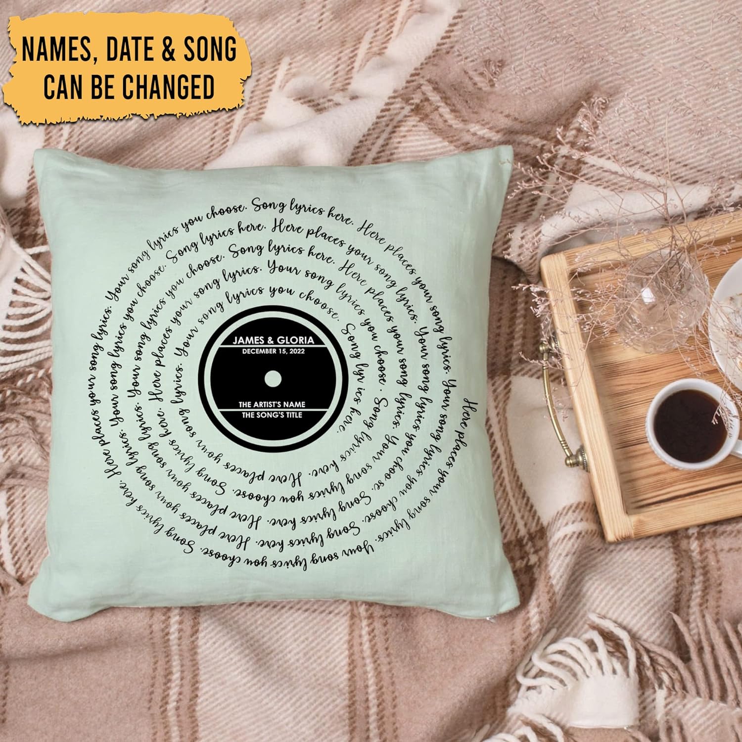 Green Song Lyrics - Personalized Pillow(Insert Included)