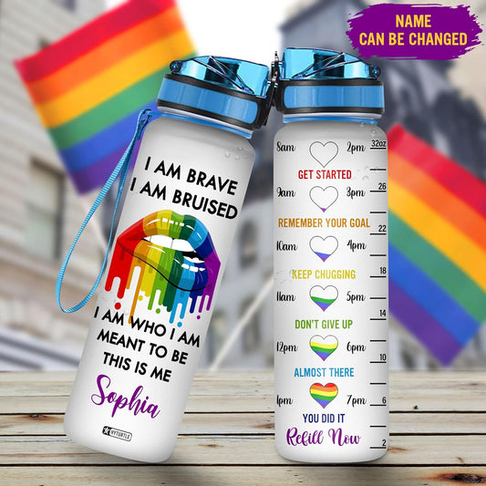 I Am Who I Am Meant To Be - Personalized Water Tracker Bottle 32oz