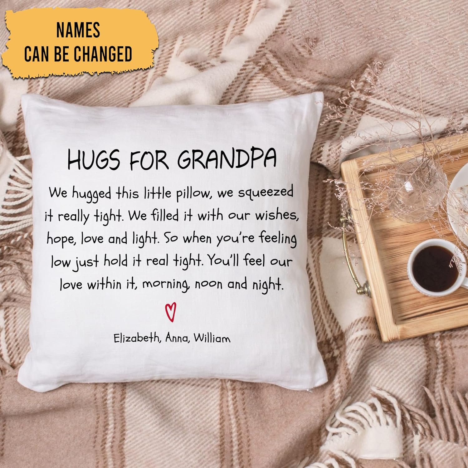 Hug For Grandpa - Personalized Photo Pillow(Insert Included)