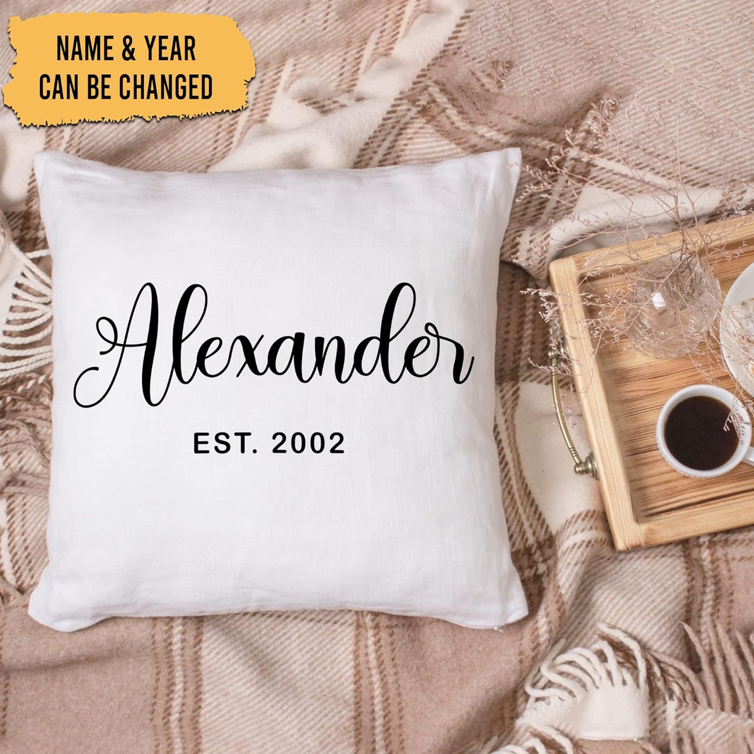 Name Date Pattern - Personalized Pillow(Insert Included)