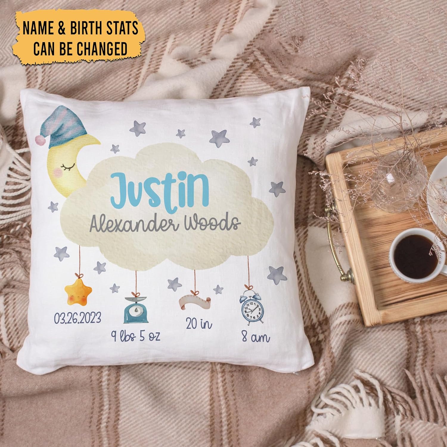 Night Pattern - Personalized Pillow (Insert Included)