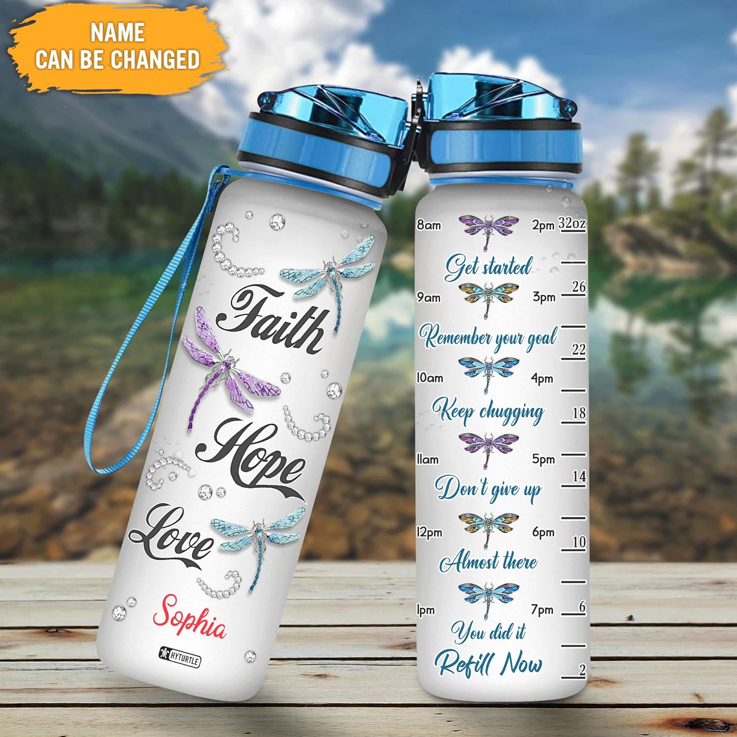 Dragonfly Jewelry - Personalized Water Tracker Bottle 32oz