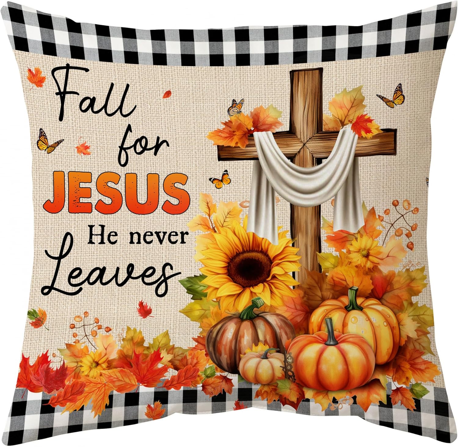 Fall For Jesus,He Never Leaves - Personalized Pillow(Insert Included)