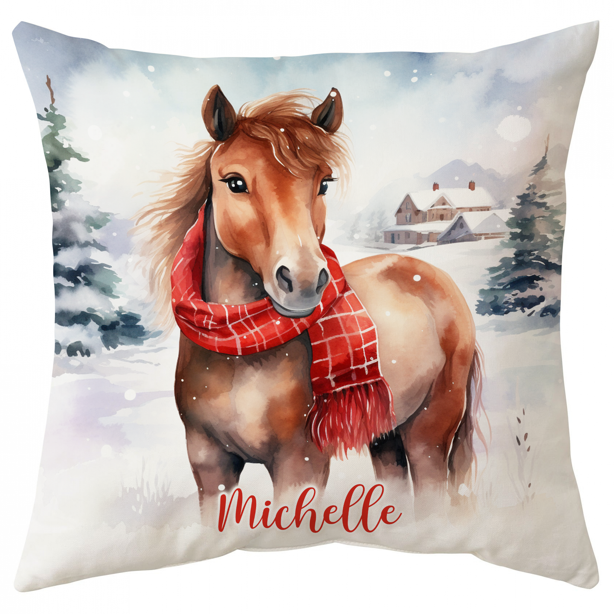 Horse Snow Pattern - Personalized Pillow (Insert Included)