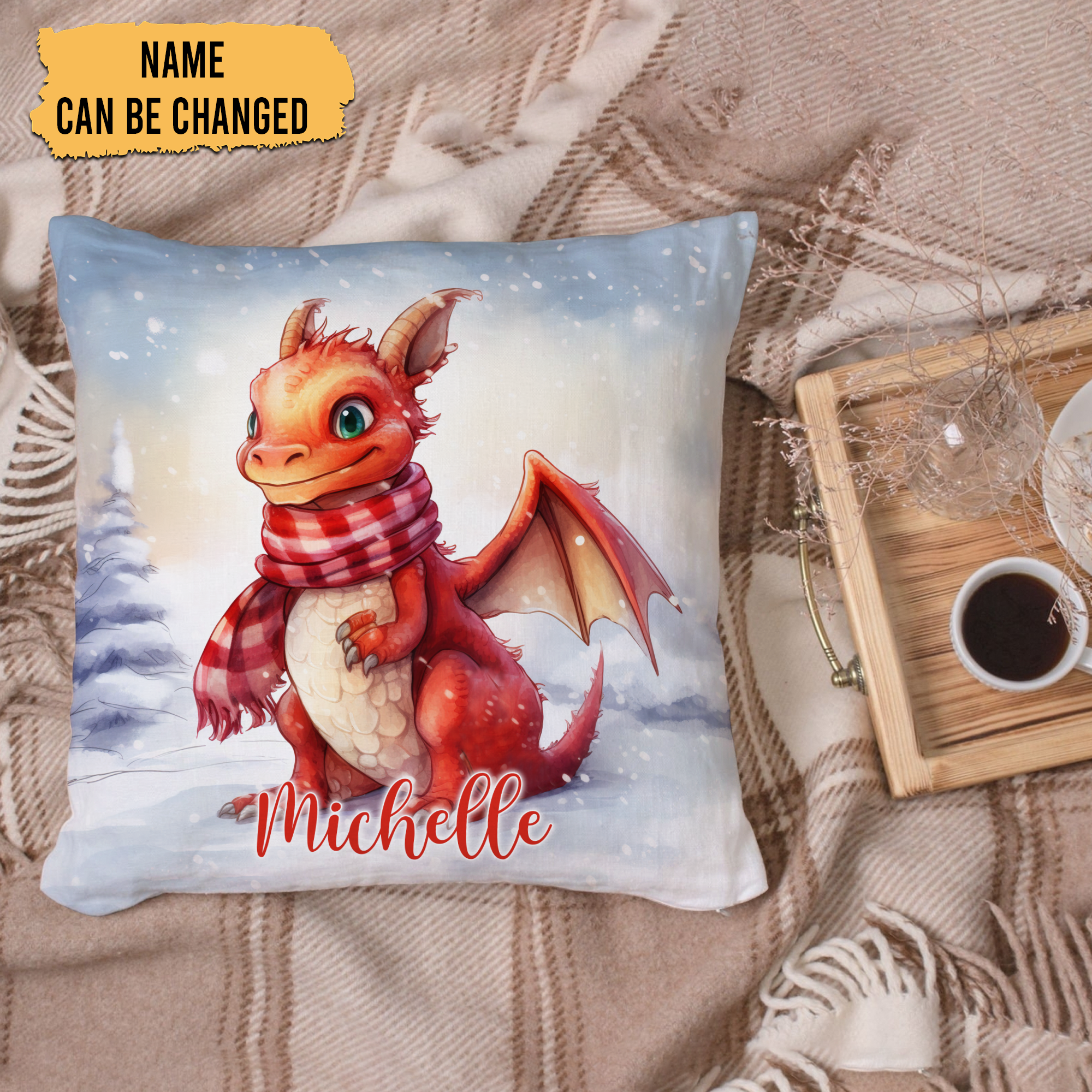 Dragon Snow Pattern - Personalized Pillow (Insert Included)