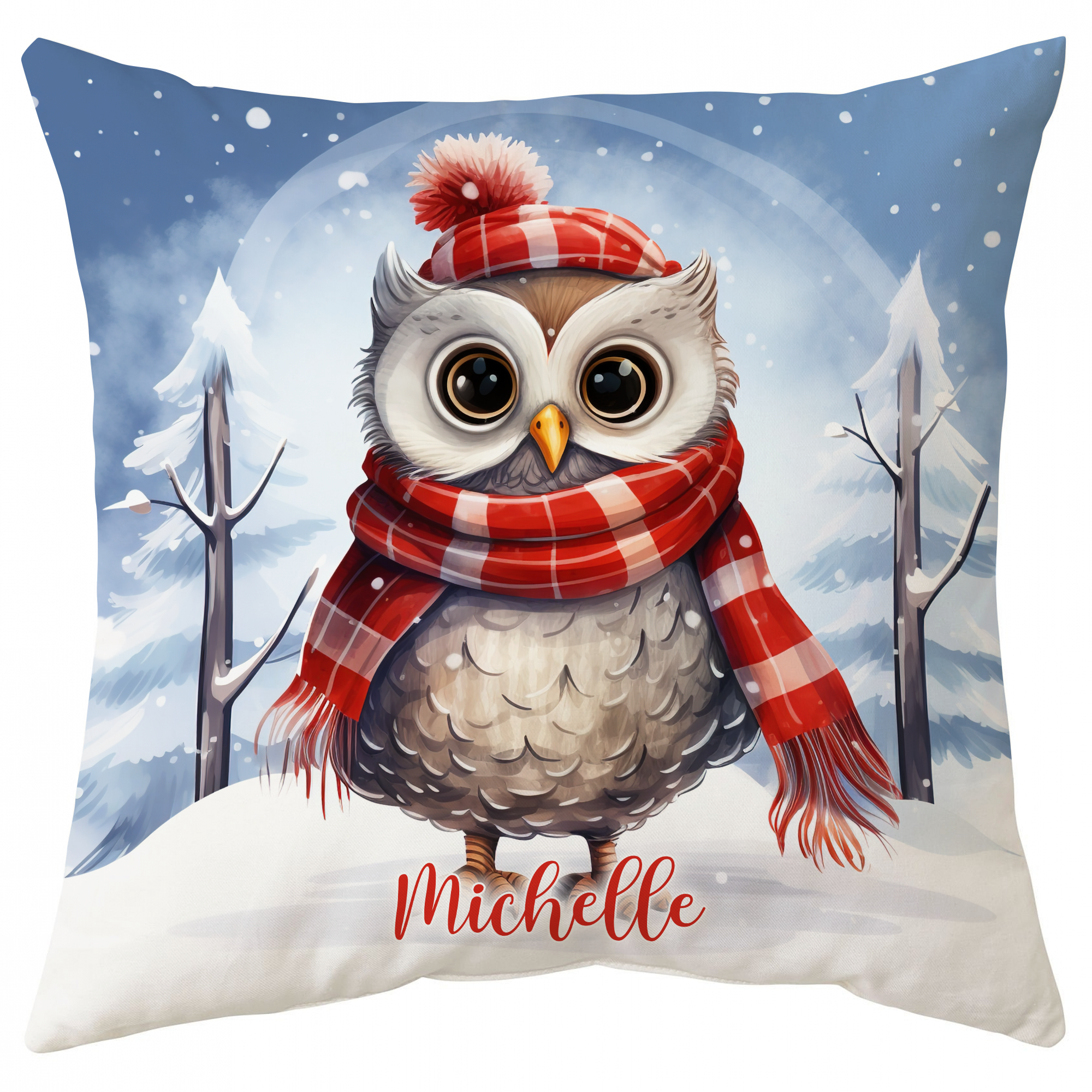Owl Snow Pattern - Personalized Pillow (Insert Included)