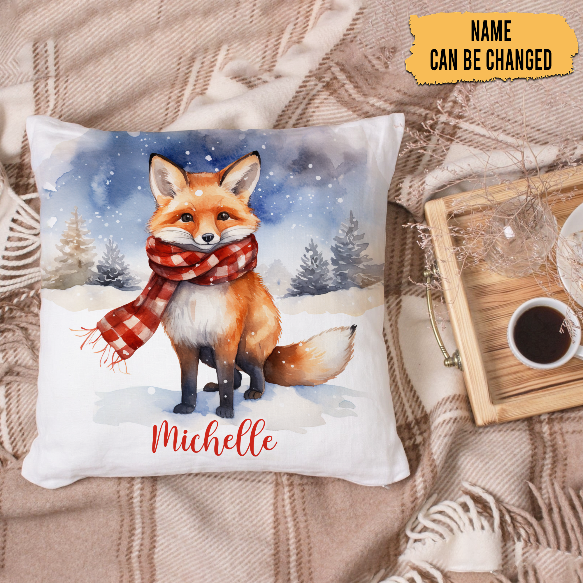 Fox Snow Pattern - Personalized Pillow (Insert Included)