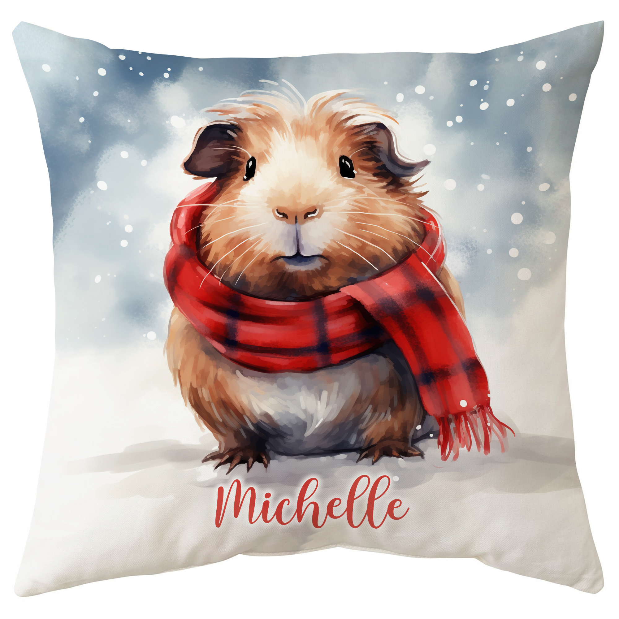 Guniea Pig Snow Pattern - Personalized Pillow (Insert Included)
