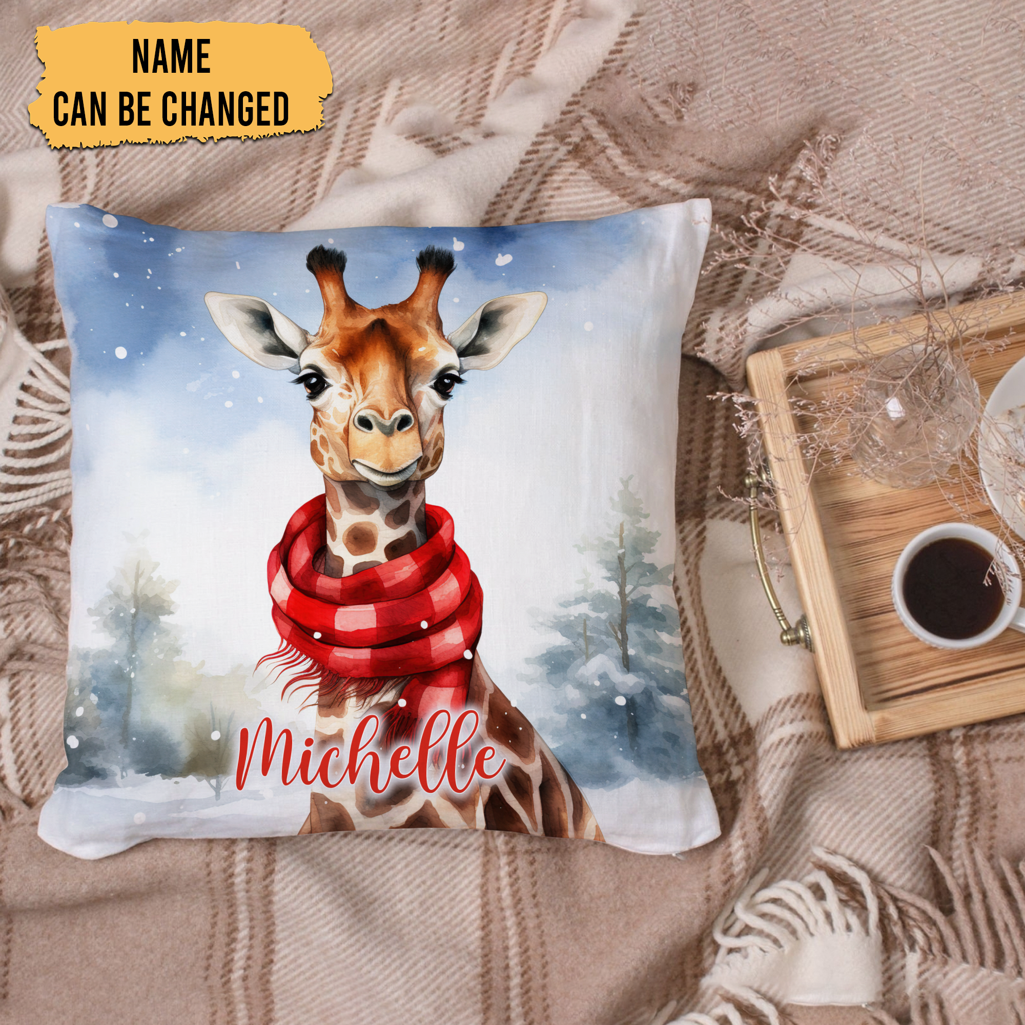 Giraffe Snow Pattern - Personalized Pillow(Insert Included)