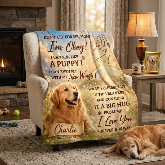Personalized Dog Memorial Fleece Blanket - Custom Photo Pet Loss Sympathy Gift for Dog Mom - Image 2
