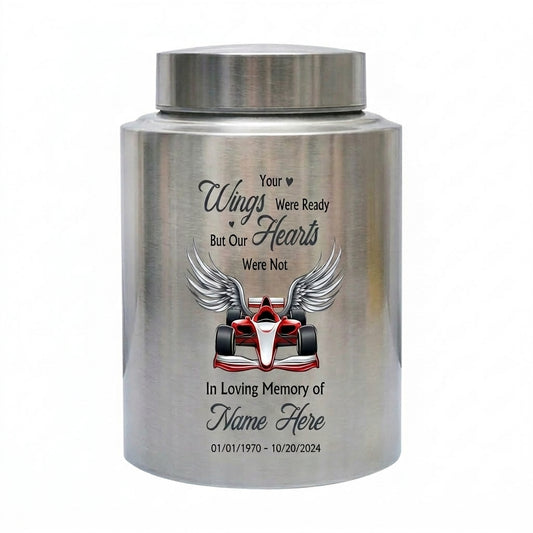 Personalized Victory Racing Urns for Human Ashes Your Wings Were Ready But Our Hearts Were Not Bereavement Sympathy Present Small Large Memorial Keepsake Urn, Memorial Gift, In Loving Memory - Image 2