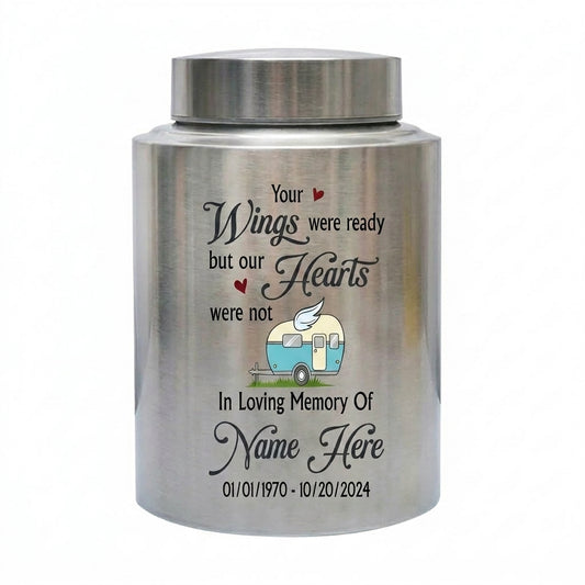 Personalized Forest Camping Outdoor Urns for Human Ashes Camper Lovers Cremation Funeral Bereavement Decor Small Large Stainless Steel Memorial Keepsake Urn, Memorial Gift, In Loving Memory - Image 2