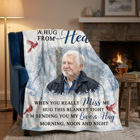 Personalized Photo Memorial Fleece Blanket - A Hug From Heaven Cardinal Sympathy Gift - Image 2