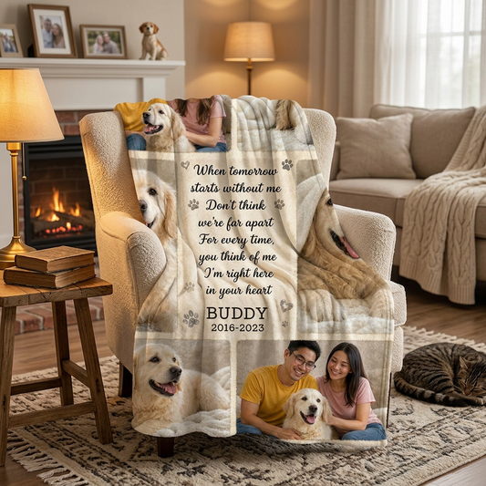 Personalized Pet Memorial Photo Fleece Blanket - Dog Loss Remembrance Gift for Owners - Image 2