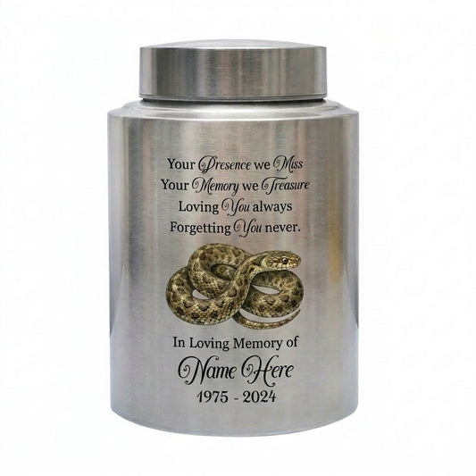 Personalized Snake Pet Urn Custom Stainless Steel Cremation Jar for Reptile Lover Remembrance Gifts for Loss of Loved One Ash Container Memorial Keepsake Urn, Memorial Gift, In Loving Memory - Image 2