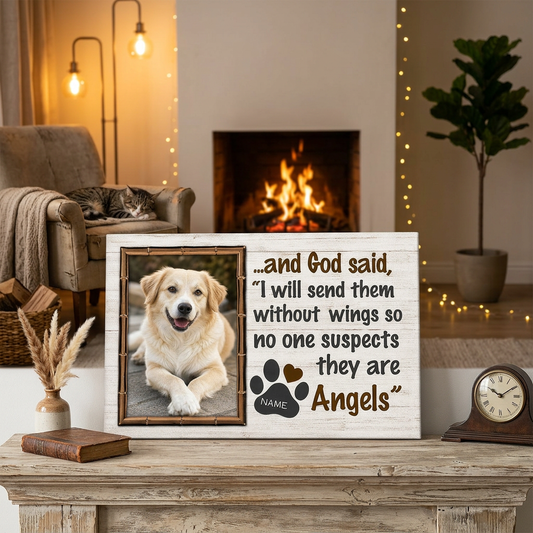 Personalized Dog Memorial Canvas Custom Pet Photo Wall Art God Said Angels Gift - Image 2