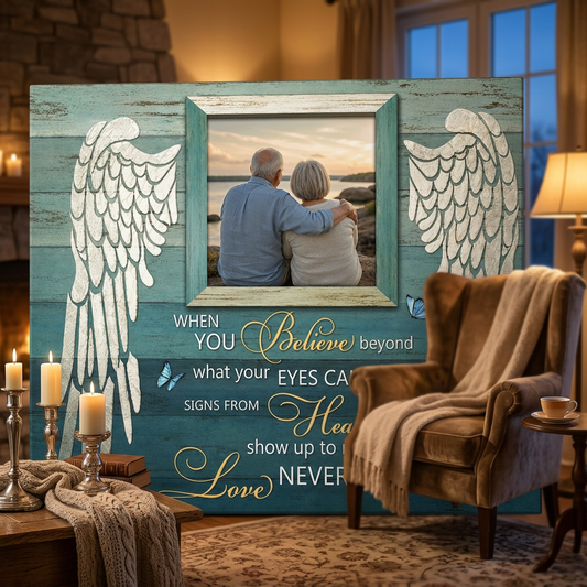 Personalized Signs From Heaven Memorial Canvas Wall Art Angel Wings Sympathy Gift - Image 2