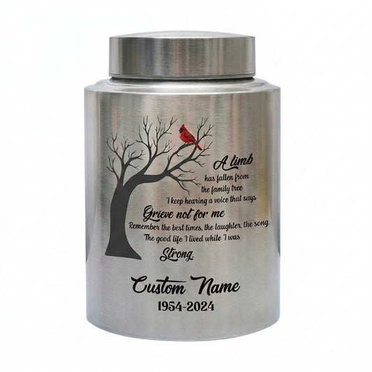 Personalized Cardinal Bird Stainless Steel Cremation Ash Urn For Family Member Loss Of Loved One Funeral Bereavement Display 2 Sizes Memorial Keepsake Urn, Memorial Gift, In Loving Memory - Image 2