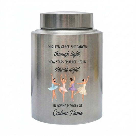 Personalized Ballet Ballerina Custom UV Printed Stainless Steel Female Dancer Loss Tribute Cremation Ashes Display 2 Sizes Small Large Memorial Keepsake Urn, Memorial Gift, In Loving Memory - Image 2