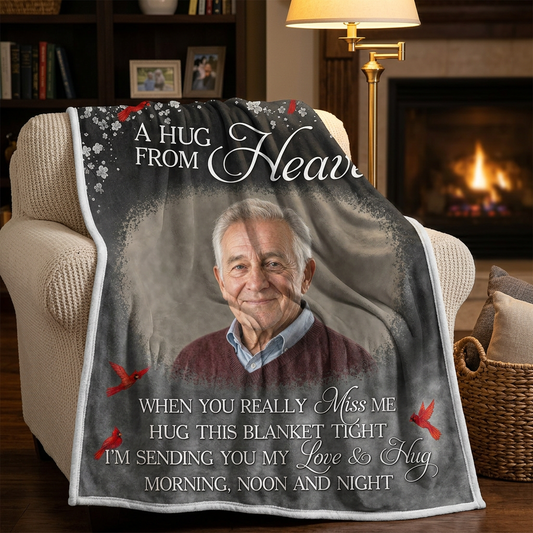 Personalized A Hug From Heaven Memorial Fleece Blanket - Sympathy Gift for Loss of Loved One - Image 2