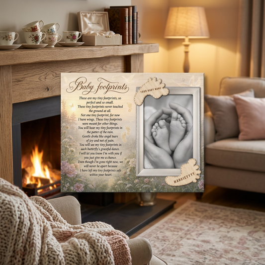 Personalized Baby Footprints Memorial Canvas | Infant Loss Keepsake Art - Image 2