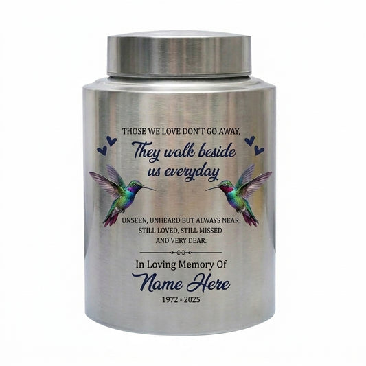 Personalized Hummingbird Stainless Steel Cremation Urn for Human Ashes Loss of Mother Sympathy Condolence Bereavement Small Large Sizes Memorial Keepsake Urn, Memorial Gift, In Loving Memory - Image 2