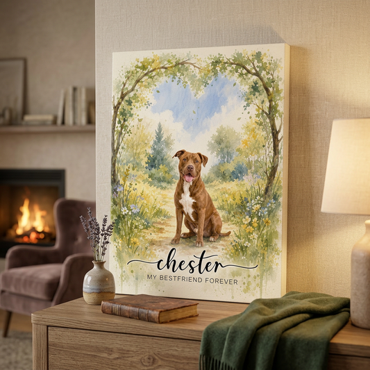 Personalized Pet Memorial Wall Canvas Custom Dog Portrait My Bestfriend Forever Art - Image 2