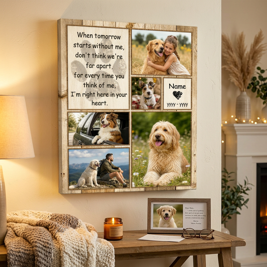 Personalized Dog Memorial Photo Collage Wall Canvas - Pet Loss Sympathy Gift for Dog Lovers - Image 2