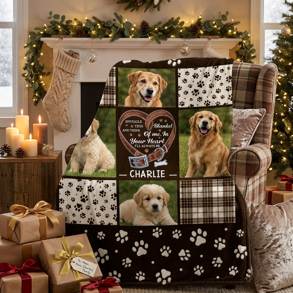 Personalized Dog Photo Memorial Blanket - Custom Pet Snuggle Fleece Blanket for Loss of Dog - Image 6