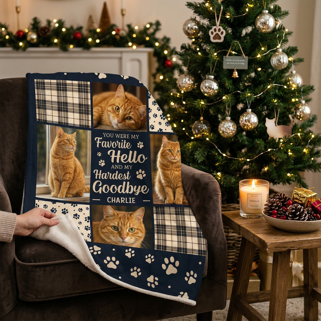 Personalized Cat Memorial Photo Blanket - Custom Pet Loss Sympathy Gift for Cat Owners - Image 6