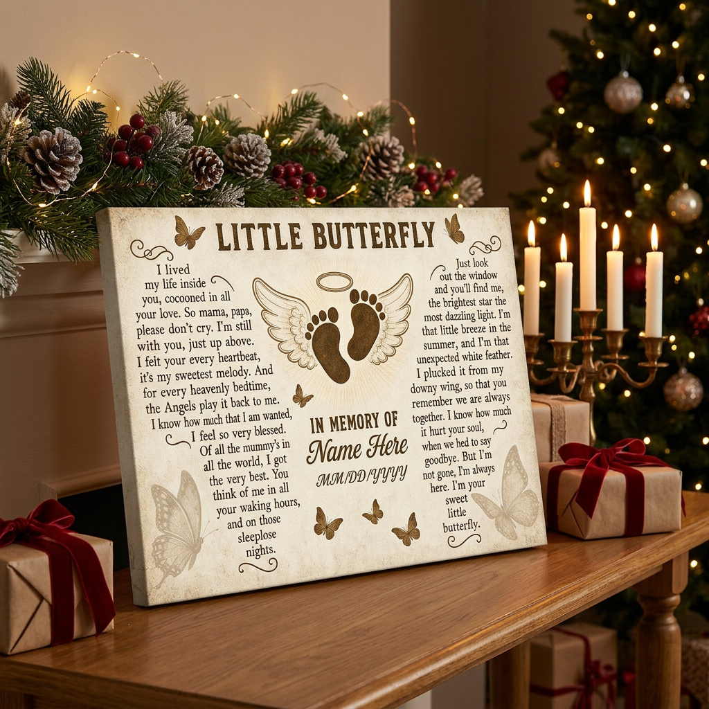 Personalized Miscarriage Memorial Canvas Pregnancy Loss Wall Art Butterfly Baby Remembrance Gift - Image 6