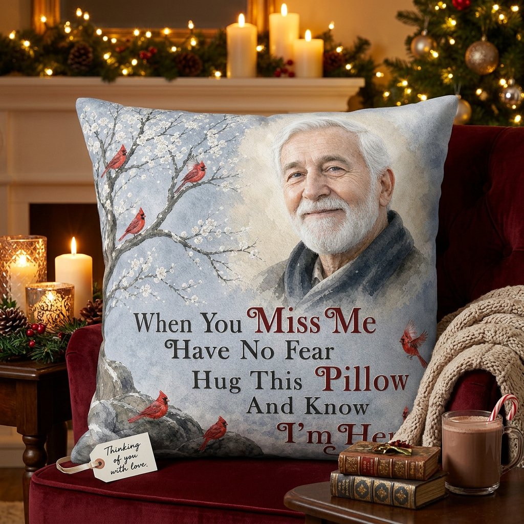 Personalized Photo Memorial Pillow When You Miss Me - Sympathy Gift for Loss of Dad or Grandpa - Image 6