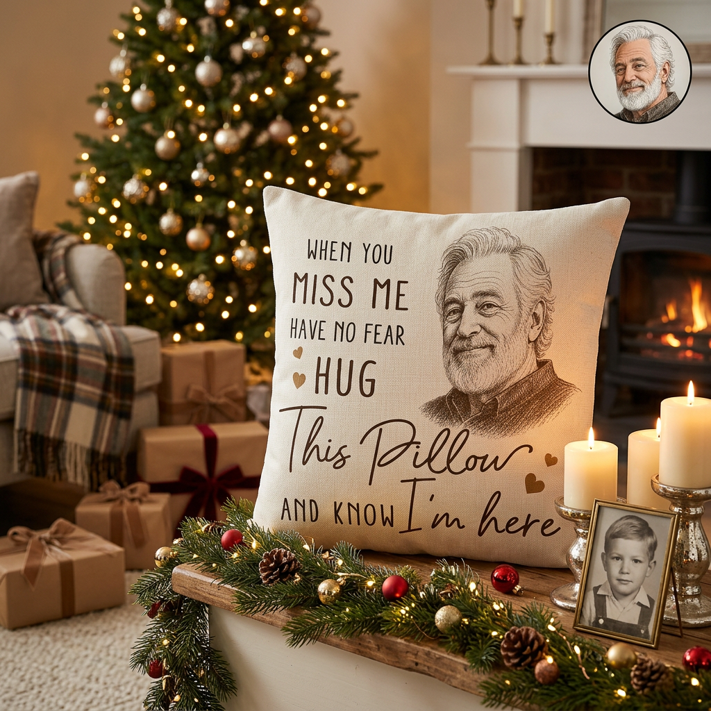 Custom Photo Memorial Pillow When You Miss Me Have No Fear Pencil Sketch Remembrance Gift - Image 6
