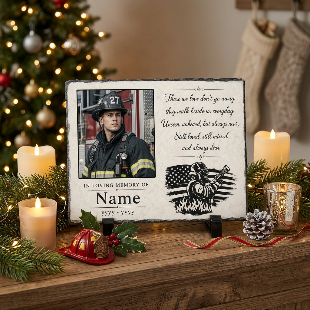 Personalized Firefighter Memorial Photo Stone – In Loving Memory of a Firefighter - Image 6 | VNMGSREPR1-6IN-EHIEU_AI_0482 VNMGSREPR1-8IN-EHIEU_AI_0482