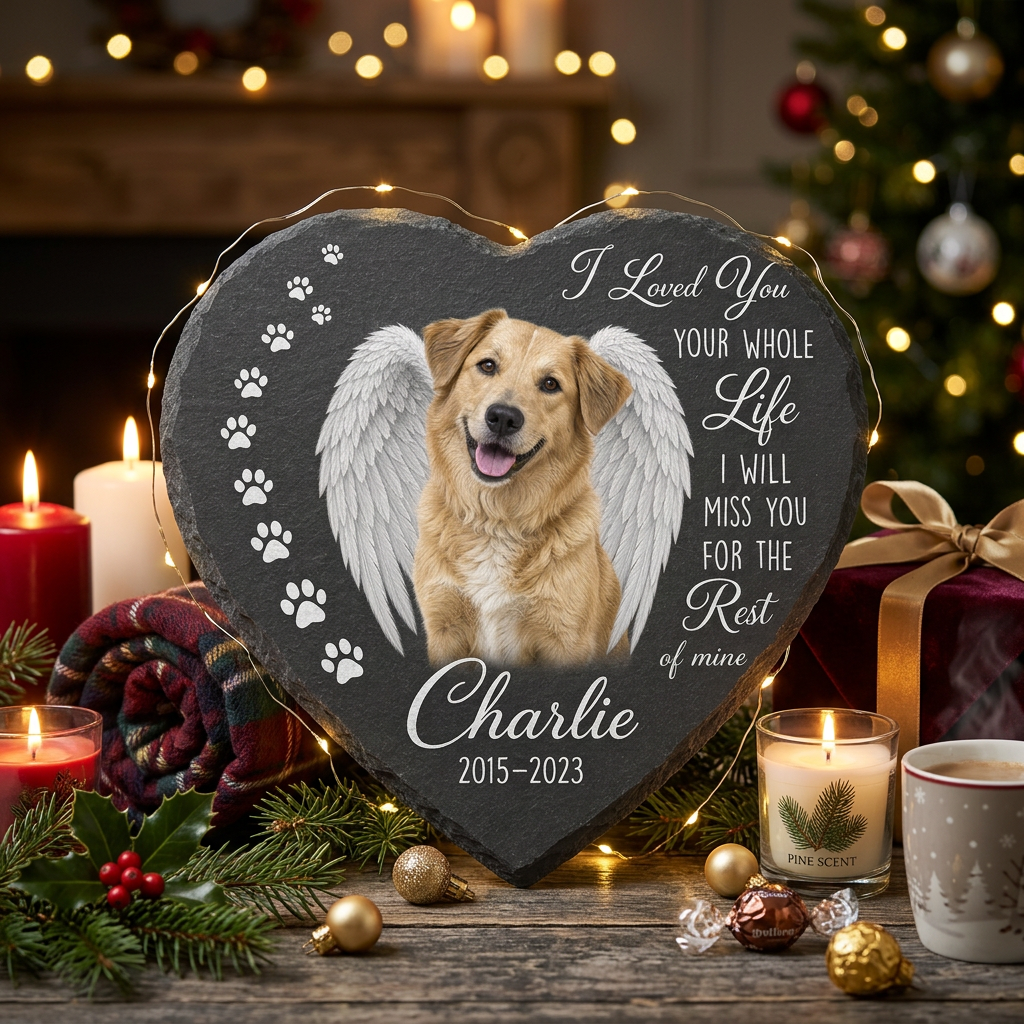 Personalized Dog Photo Memorial Garden Stone with Angel Wings, Pet Loss Gift - Image 6 | VNMGSREPR1-6IN-EHIEU_AI_0415 VNMGSREPR1-8IN-EHIEU_AI_0415