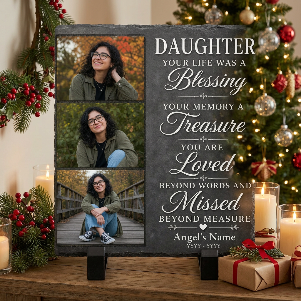 Personalized Daughter Memorial Photo Slate Stone – Custom Name Remembrance Gift - Image 6 | VNMGSREPR1-6IN-EHIEU_AI_0430 VNMGSREPR1-8IN-EHIEU_AI_0430
