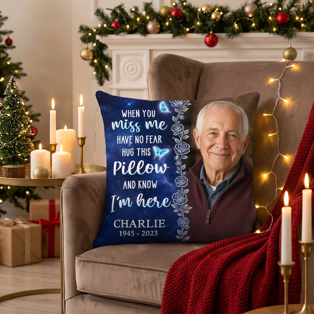 Personalized Photo Memorial Pillow - Hug This and Know I'm Here Sympathy Remembrance Gift - Image 6