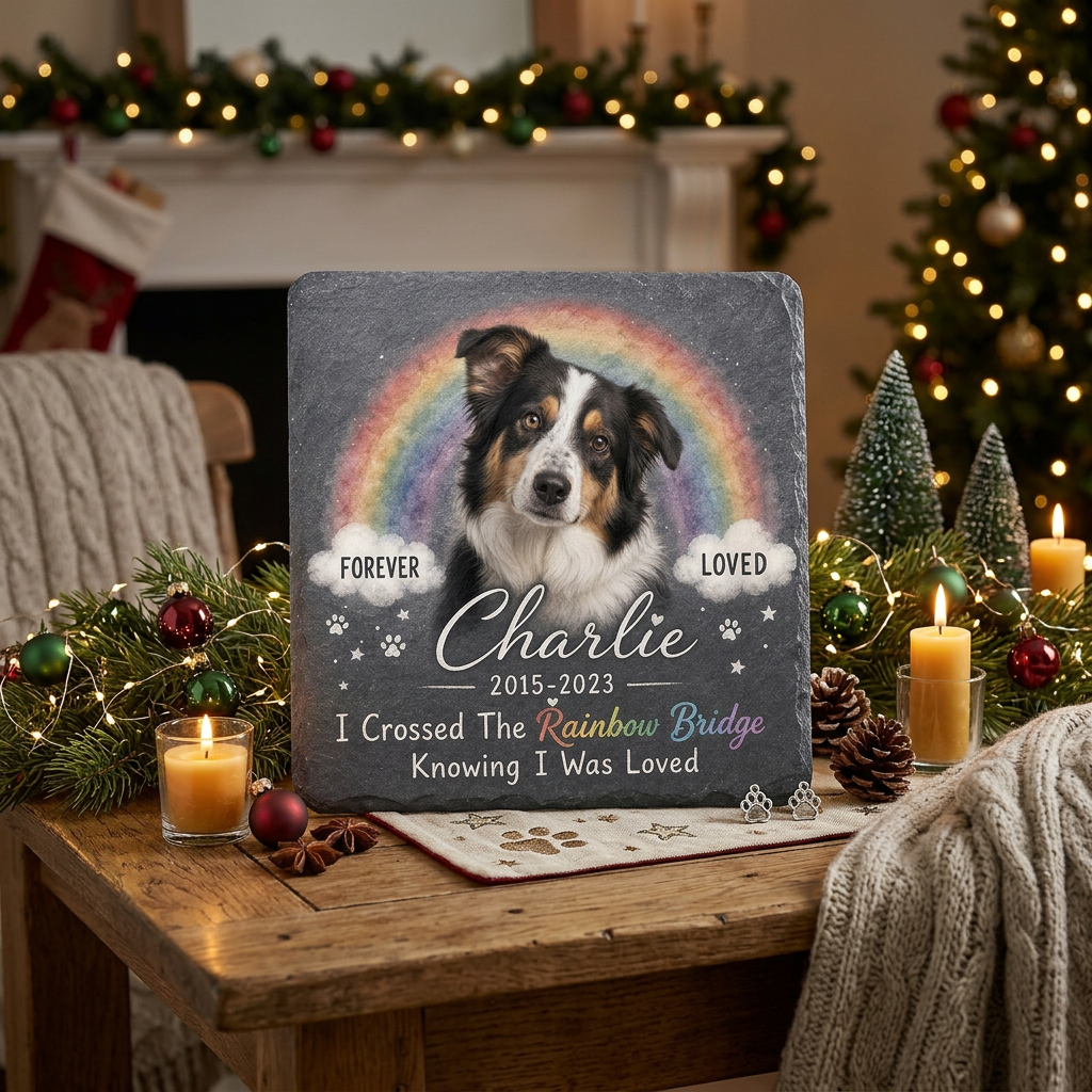 Personalized Dog Memorial Garden Stone – Rainbow Bridge Pet Loss Sympathy Gift - Image 6 | VNMGSREPR1-6IN-EHIEU_AI_0416 VNMGSREPR1-8IN-EHIEU_AI_0416