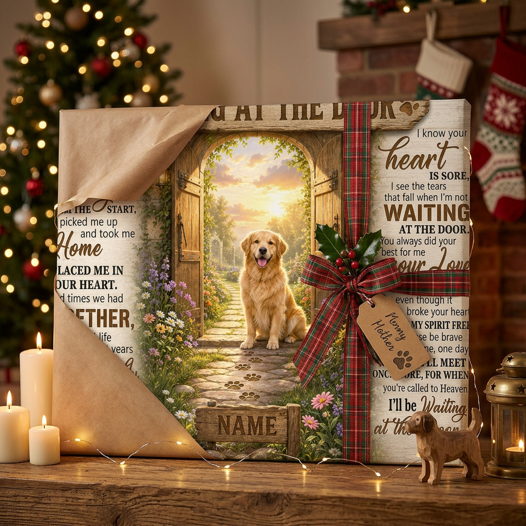 Personalized Dog Memorial Canvas – Waiting at the Door Pet Loss Wall Art - Image 6
