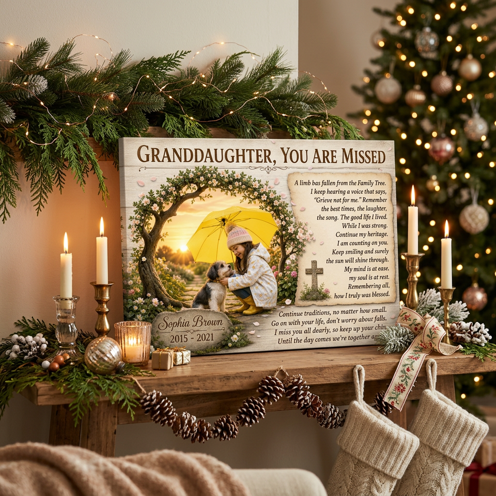 Personalized Memorial Canvas for Granddaughter Custom Photo Wall Art Gift - Image 6
