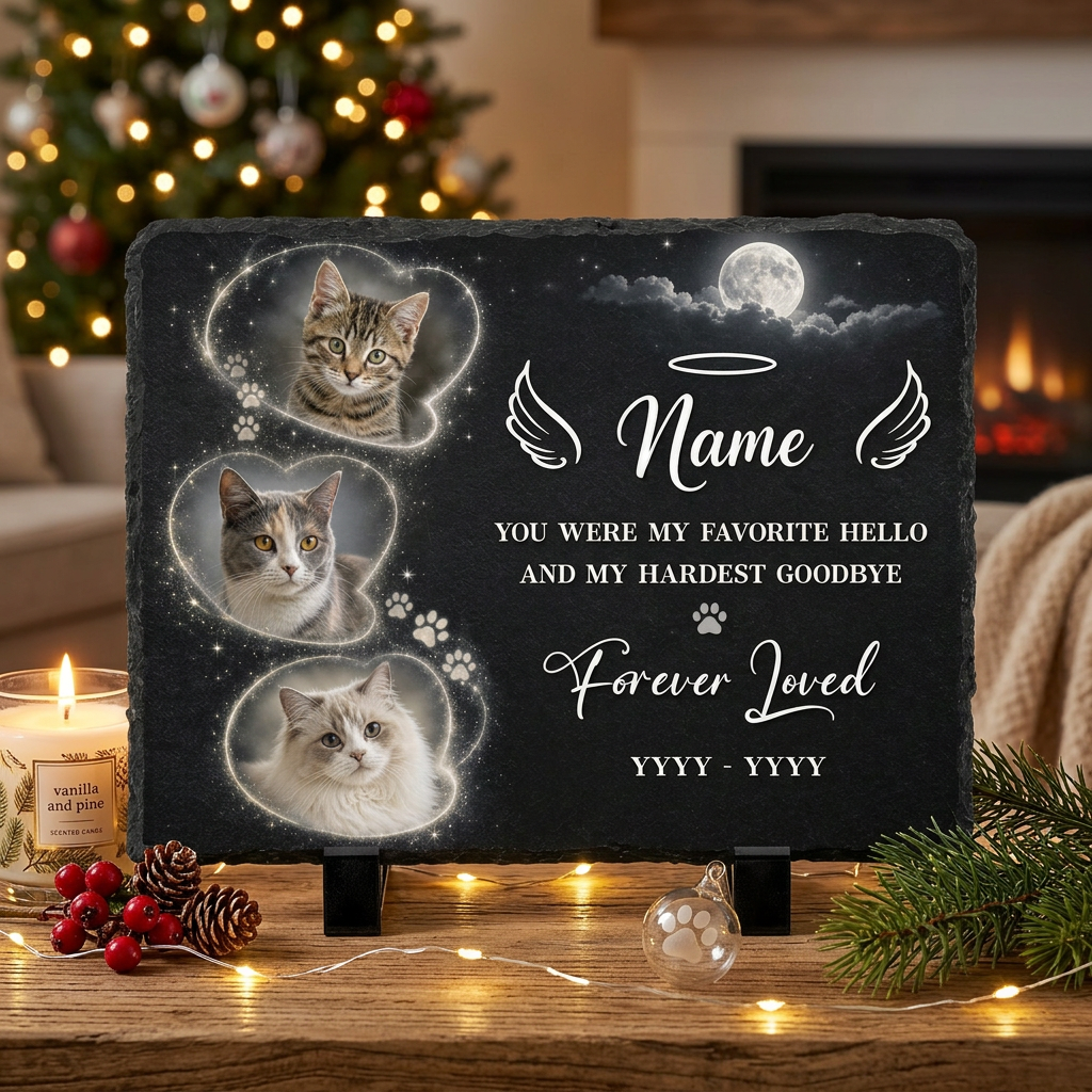 Personalized Cat Memorial Slate Stone Plaque with Photos – Custom Pet Loss Gift - Image 6 | VNMGSREPR1-6IN-EHIEU_AI_0431 VNMGSREPR1-8IN-EHIEU_AI_0431