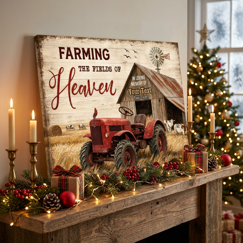 Personalized Farming The Fields Of Heaven Memorial Wall Canvas For Loss Of Farmer Loved One - Image 6