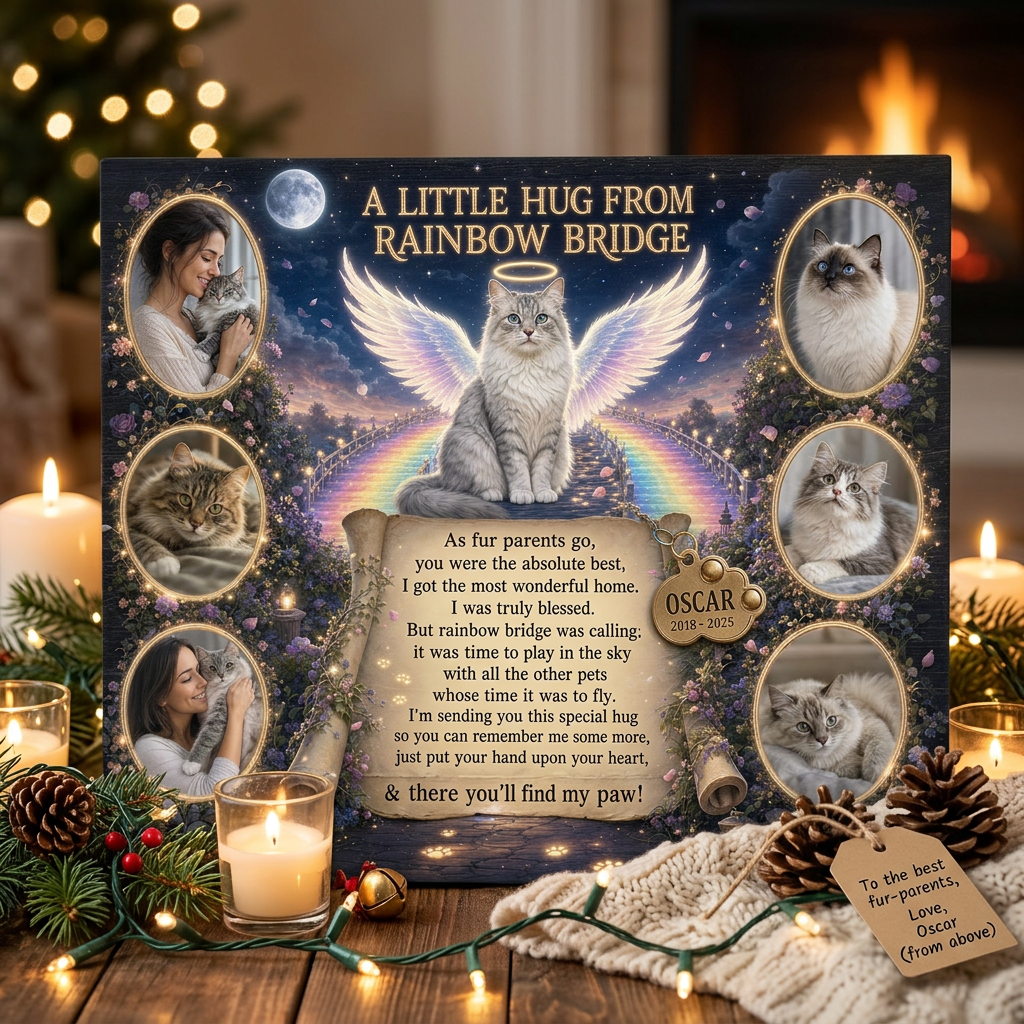 Personalized Pet Memorial Wall Canvas - Cat Loss Rainbow Bridge Photo Print Gift - Image 6