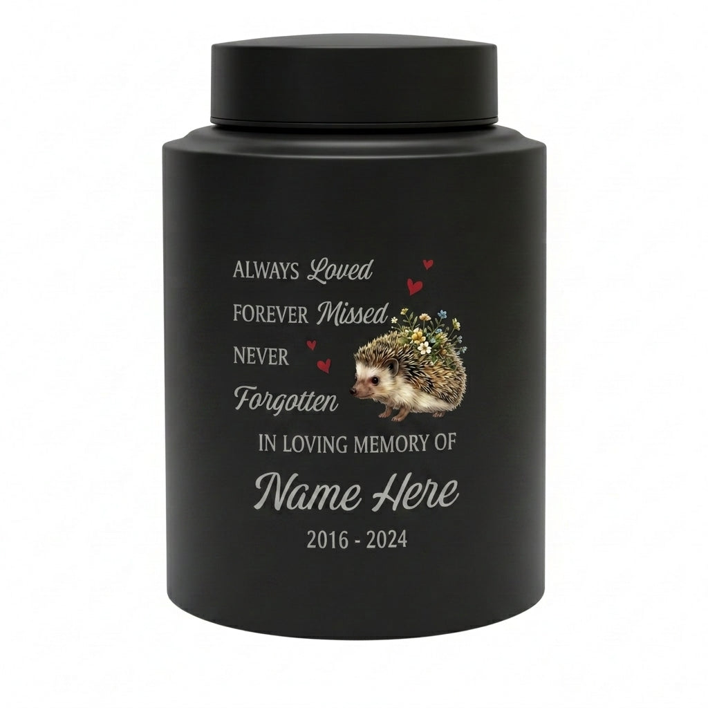 Personalized Hedgehog Floral Silhouette Stainless Steel Pet Urns for Ashes, Dog Cat Loss Sympathy Remembrance Gifts for Animal Lovers, Memorial Keepsake Urn, Memorial Gift, In Loving Memory - Image 11