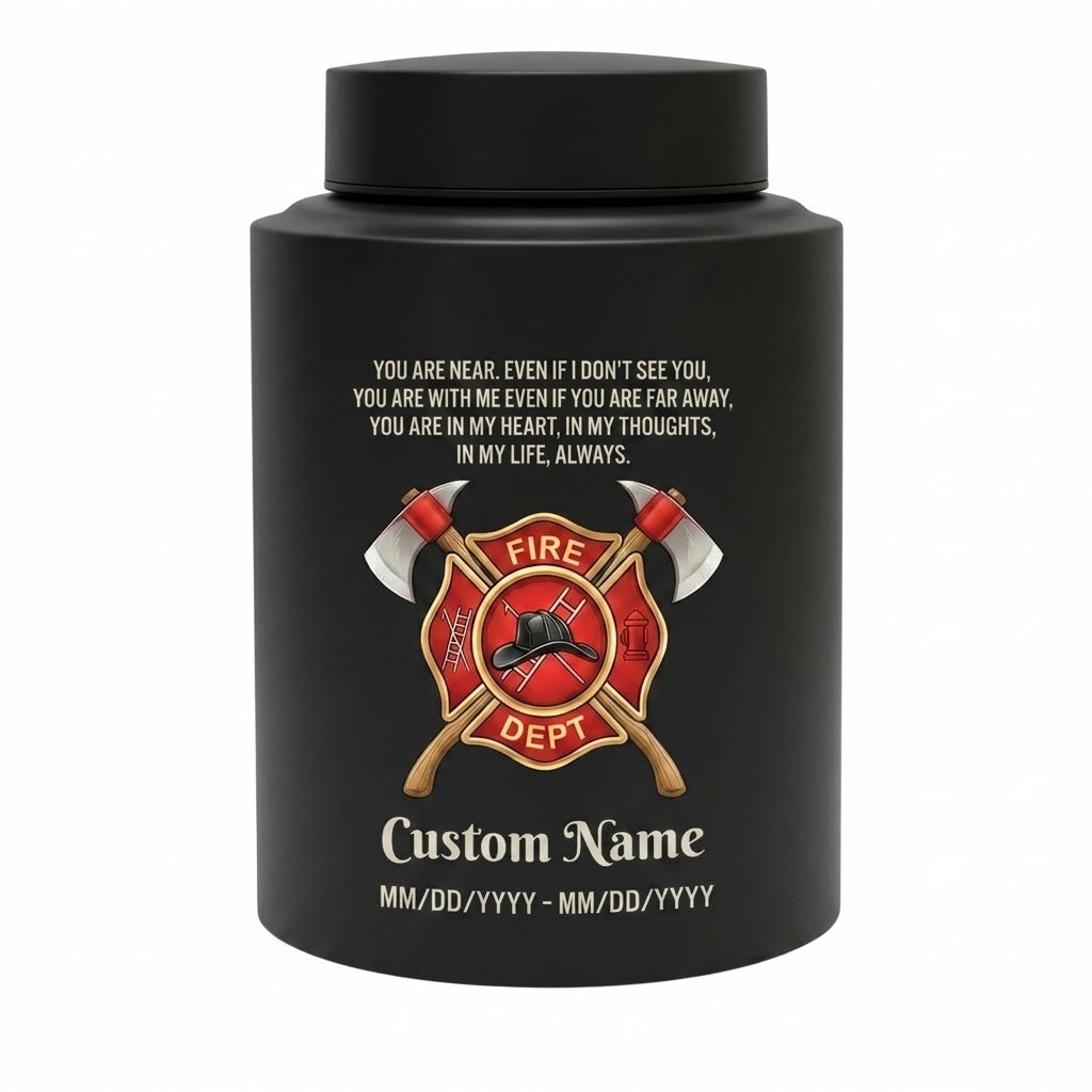 Personalized Firefighter Maltese Cross Stainless Steel Cremation Urn For Adult Ashes Loss Of Father Husband Hero Tribute Black Silver Gold Memorial Keepsake Urn, Memorial Gift, In Loving Memory - Image 11